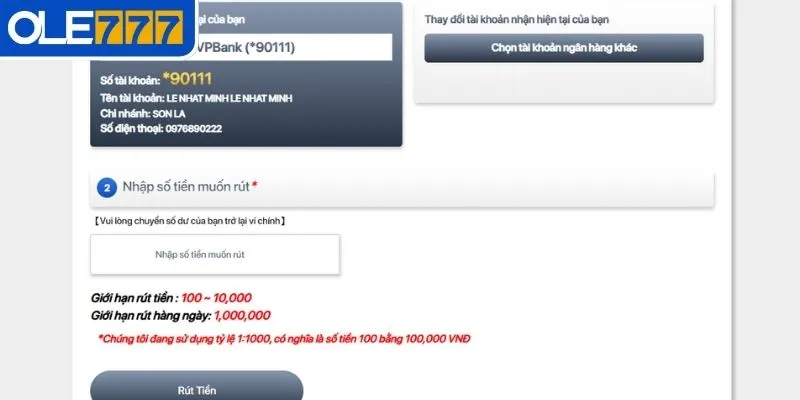 Hướng dẫn những thao tác rút tiền cụ thể cho anh em 